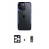 MARSİLYAN™- iPhone 15 Pro Max Kılıf Akış Çizgi Koleksiyonu - Siyah Joko Magic 5D Hayalet Cam + PVD Metal Kamera Lens - GS