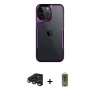 MARSİLYAN™- iPhone 15 Pro Max Kılıf Akış Çizgi Koleksiyonu - Siyah Joko Magic 5D Hayalet Cam + Raze Metal Kamera Lens - LT