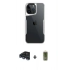 MARSİLYAN™- iPhone 15 Pro Max Kılıf Akış Çizgi Koleksiyonu - Siyah Joko Magic 5D Hayalet Cam + Raze Metal Kamera Lens - LT