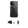 MARSİLYAN™- iPhone 15 Pro Max Kılıf Akış Çizgi Koleksiyonu - Siyah Joko Magic 5D Hayalet Cam + Raze Metal Kamera Lens - LT