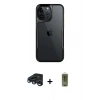 MARSİLYAN™- iPhone 15 Pro Max Kılıf Akış Çizgi Koleksiyonu - Siyah Joko Magic 5D Hayalet Cam + Raze Metal Kamera Lens - LT