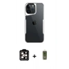 MARSİLYAN™- iPhone 15 Pro Max Kılıf Akış Çizgi Koleksiyonu - Siyah Joko Magic 5D Hayalet Cam + PVD Metal Kamera Lens - TU