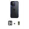 MARSİLYAN™- iPhone 15 Pro Max Kılıf Akış Çizgi Koleksiyonu - Siyah Joko Magic 5D Hayalet Cam + PVD Metal Kamera Lens - LT