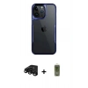 MARSİLYAN™- iPhone 15 Pro Max Kılıf Akış Çizgi Koleksiyonu - Siyah Joko Magic 5D Hayalet Cam + Raze Metal Kamera Lens - SH