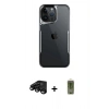MARSİLYAN™- iPhone 15 Pro Max Kılıf Akış Çizgi Koleksiyonu - Siyah Joko Magic 5D Hayalet Cam + Raze Metal Kamera Lens - SH