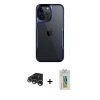 MARSİLYAN™- iPhone 15 Pro Max Kılıf Akış Çizgi Koleksiyonu - Siyah Polymer Nano Ekran Koruyucu + Raze Metal Kamera Lens - GS