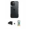 MARSİLYAN™- iPhone 15 Pro Max Kılıf Akış Çizgi Koleksiyonu - Siyah Polymer Nano Ekran Koruyucu + Raze Metal Kamera Lens - LT