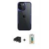 MARSİLYAN™- iPhone 15 Pro Max Kılıf Akış Çizgi Koleksiyonu - Siyah Polymer Nano Ekran Koruyucu + Raze Metal Kamera Lens - TMGI