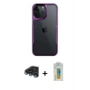MARSİLYAN™- iPhone 15 Pro Max Kılıf Akış Çizgi Koleksiyonu - Siyah Polymer Nano Ekran Koruyucu + Raze Metal Kamera Lens - LT