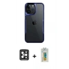 MARSİLYAN™- iPhone 15 Pro Max Kılıf Akış Çizgi Koleksiyonu - Siyah Polymer Nano Ekran Koruyucu + Siyah PVD Metal Kamera Lens