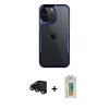 MARSİLYAN™- iPhone 15 Pro Max Kılıf Akış Çizgi Koleksiyonu - Siyah Polymer Nano Ekran Koruyucu + Raze Metal Kamera Lens - SH