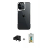 MARSİLYAN™- iPhone 15 Pro Max Kılıf Akış Çizgi Koleksiyonu - Siyah Polymer Nano Ekran Koruyucu + Raze Metal Kamera Lens - SH