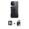 MARSİLYAN™- iPhone 15 Pro Max Kılıf Akış Çizgi Koleksiyonu - Siyah Vanessa Magic Cam + PVD Metal Kamera Lens - GI