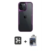 MARSİLYAN™- iPhone 15 Pro Max Kılıf Akış Çizgi Koleksiyonu - Siyah Vanessa Magic Cam + PVD Metal Kamera Lens - GI
