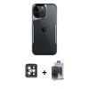 MARSİLYAN™- iPhone 15 Pro Max Kılıf Akış Çizgi Koleksiyonu - Siyah Vanessa Magic Cam + PVD Metal Kamera Lens - GI