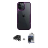 MARSİLYAN™- iPhone 15 Pro Max Kılıf Akış Çizgi Koleksiyonu - Siyah Vanessa Magic Cam + Raze Metal Kamera Lens - GS