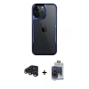 MARSİLYAN™- iPhone 15 Pro Max Kılıf Akış Çizgi Koleksiyonu - Siyah Vanessa Magic Cam + Lacivert Raze Metal Kamera Lens