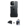 MARSİLYAN™- iPhone 15 Pro Max Kılıf Akış Çizgi Koleksiyonu - Siyah Vanessa Magic Cam + Lacivert Raze Metal Kamera Lens