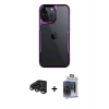MARSİLYAN™- iPhone 15 Pro Max Kılıf Akış Çizgi Koleksiyonu - Siyah Vanessa Magic Cam + Lacivert Raze Metal Kamera Lens