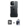 MARSİLYAN™- iPhone 15 Pro Max Kılıf Akış Çizgi Koleksiyonu - Siyah Vanessa Magic Cam + PVD Metal Kamera Lens - SH