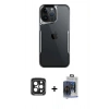 MARSİLYAN™- iPhone 15 Pro Max Kılıf Akış Çizgi Koleksiyonu - Siyah Vanessa Magic Cam + PVD Metal Kamera Lens - SH