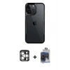 MARSİLYAN™- iPhone 15 Pro Max Kılıf Akış Çizgi Koleksiyonu - Siyah Vanessa Magic Cam + PVD Metal Kamera Lens - GS