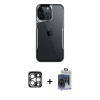 MARSİLYAN™- iPhone 15 Pro Max Kılıf Akış Çizgi Koleksiyonu - Siyah Vanessa Magic Cam + PVD Metal Kamera Lens - GS