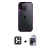 MARSİLYAN™- iPhone 15 Pro Max Kılıf Akış Çizgi Koleksiyonu - Siyah Vanessa Magic Cam + PVD Metal Kamera Lens - SH