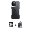 MARSİLYAN™- iPhone 15 Pro Max Kılıf Akış Çizgi Koleksiyonu - Siyah Vanessa Magic Cam + PVD Metal Kamera Lens - GS