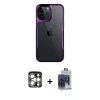 MARSİLYAN™- iPhone 15 Pro Max Kılıf Akış Çizgi Koleksiyonu - Siyah Vanessa Magic Cam + PVD Metal Kamera Lens - GS