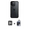 MARSİLYAN™- iPhone 15 Pro Max Kılıf Akış Çizgi Koleksiyonu - Siyah Vanessa Magic Cam + PVD Metal Kamera Lens - SH