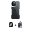 MARSİLYAN™- iPhone 15 Pro Max Kılıf Akış Çizgi Koleksiyonu - Siyah Vanessa Magic Cam + PVD Metal Kamera Lens - TU
