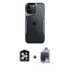 MARSİLYAN™- iPhone 15 Pro Max Kılıf Akış Çizgi Koleksiyonu - Siyah Vanessa Magic Cam + PVD Metal Kamera Lens - TU