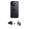 MARSİLYAN™- iPhone 15 Pro Max Kılıf Akış Çizgi Koleksiyonu - Siyah Vanessa Magic Hayalet Cam + Raze Metal Kamera Lens - LT