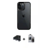 MARSİLYAN™- iPhone 15 Pro Max Kılıf Akış Çizgi Koleksiyonu - Siyah Vanessa Magic Hayalet Cam + Raze Metal Kamera Lens - LT