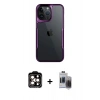 MARSİLYAN™- iPhone 15 Pro Max Kılıf Akış Çizgi Koleksiyonu - Siyah Vanessa Magic Hayalet Cam + PVD Metal Kamera Lens - TU