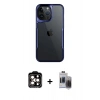 MARSİLYAN™- iPhone 15 Pro Max Kılıf Akış Çizgi Koleksiyonu - Siyah Vanessa Magic Hayalet Cam + PVD Metal Kamera Lens - TU