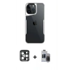 MARSİLYAN™- iPhone 15 Pro Max Kılıf Akış Çizgi Koleksiyonu - Siyah Vanessa Magic Hayalet Cam + PVD Metal Kamera Lens - LT