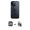 MARSİLYAN™- iPhone 15 Pro Max Kılıf Akış Çizgi Koleksiyonu - Siyah Vanessa Magic Hayalet Cam + PVD Metal Kamera Lens - SH