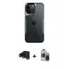 MARSİLYAN™- iPhone 15 Pro Max Kılıf Akış Çizgi Koleksiyonu - Siyah Vanessa Magic Hayalet Cam + Raze Metal Kamera Lens - SH