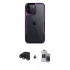 MARSİLYAN™- iPhone 15 Pro Max Kılıf Akış Çizgi Koleksiyonu - Siyah Vanessa Magic Hayalet Cam + Raze Metal Kamera Lens - SH