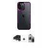 MARSİLYAN™- iPhone 15 Pro Max Kılıf Akış Çizgi Koleksiyonu - Siyah Vanessa Magic Hayalet Cam + Raze Metal Kamera Lens - GS