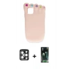 MARSİLYAN™- iPhone 15 Pro Max Kılıf Akış Yansıma - Şeffaf 360 Full Body Arka Koruyucu + Lacivert PVD Metal Kamera Lens