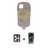 MARSİLYAN™- iPhone 15 Pro Max Kılıf Akış Yansıma - Şeffaf 360 Full Body Arka Koruyucu + Lacivert PVD Metal Kamera Lens