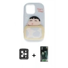 MARSİLYAN™- iPhone 15 Pro Max Kılıf Akış Yansıma - Şeffaf 360 Full Body Arka Koruyucu + PVD Metal Kamera Lens - SH