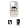MARSİLYAN™- iPhone 15 Pro Max Kılıf Akış Yansıma - Şeffaf 360 Full Body Arka Koruyucu + PVD Metal Kamera Lens - GI
