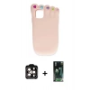 MARSİLYAN™- iPhone 15 Pro Max Kılıf Akış Yansıma - Şeffaf 360 Full Body Arka Koruyucu + Turuncu PVD Metal Kamera Lens