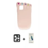 MARSİLYAN™- iPhone 15 Pro Max Kılıf Akış Yansıma - Şeffaf Pasifik Cam Ekran Koruyucu + Lacivert PVD Metal Kamera Lens