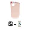 MARSİLYAN™- iPhone 15 Pro Max Kılıf Akış Yansıma - Şeffaf Pasifik Cam Ekran Koruyucu + PVD Metal Kamera Lens - SH