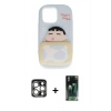 MARSİLYAN™- iPhone 15 Pro Max Kılıf Akış Yansıma - Siyah 360 Mat Full Body Arka Koruyucu + PVD Metal Kamera Lens - GS